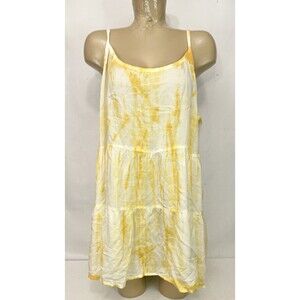 Torrid Tank Shirt Plus Size 3 51” Yellow White Tie Dye Blouse Top Rayon